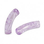 Acrylic Tube bead 33x8mm crackled Lavender purple